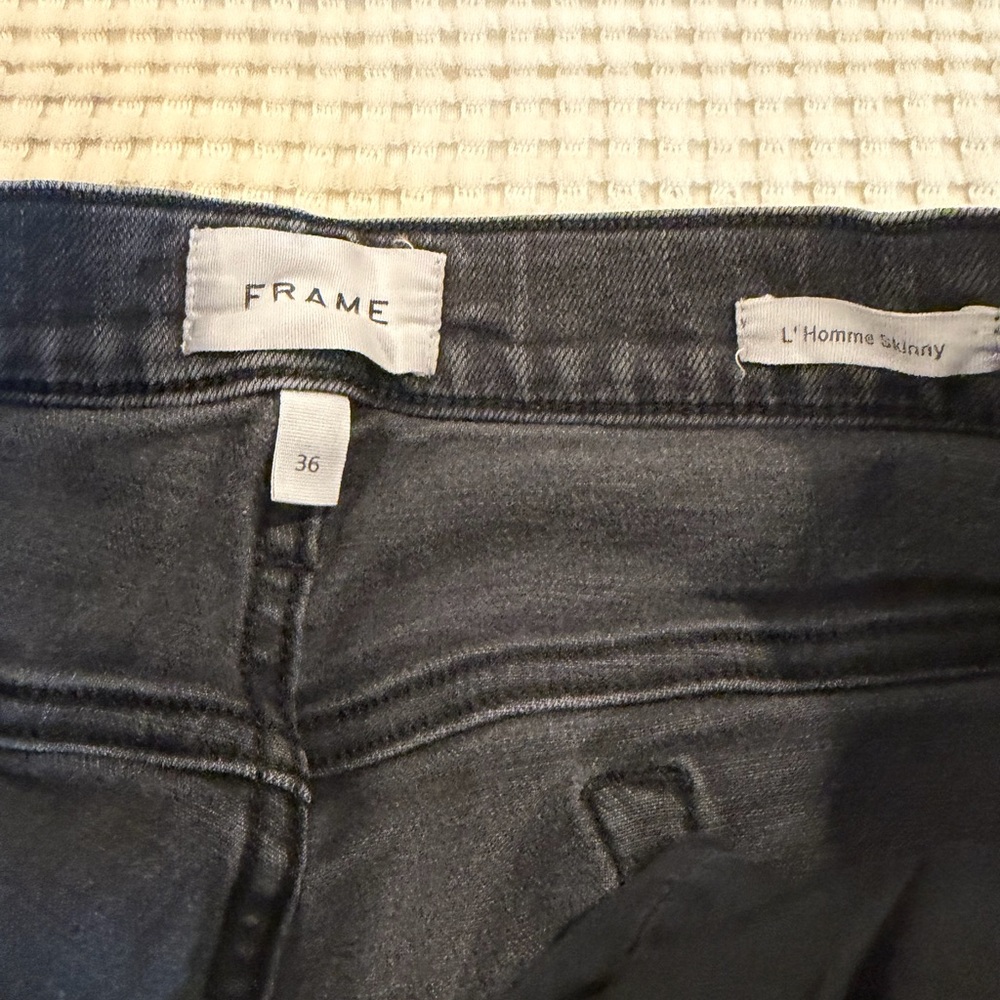 Frame Denim Men's Skinny Jeans - Dark Gray Black faded